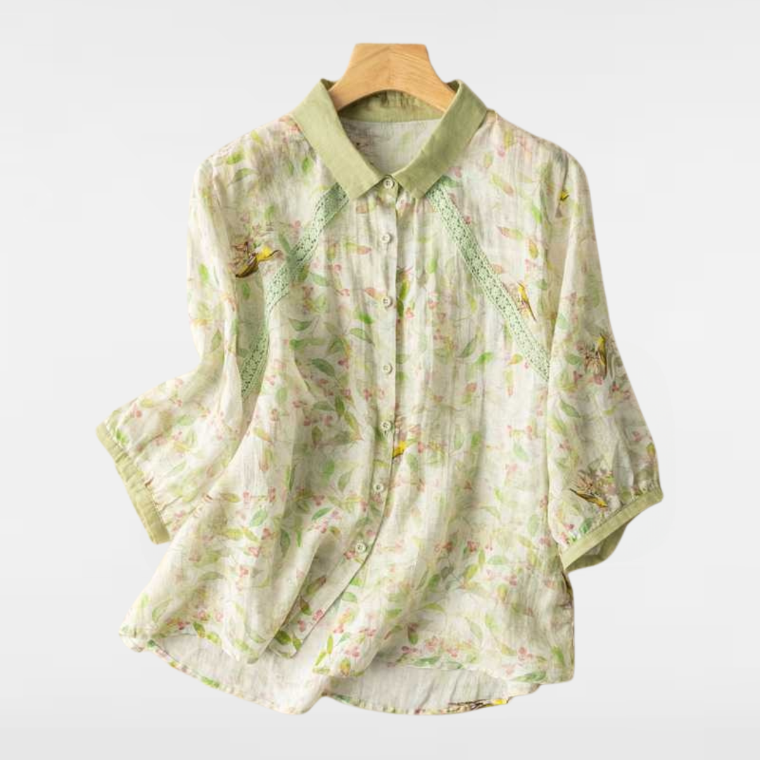 NICOLE | LONG SLEEVED CASUAL LINEN BLOUSE