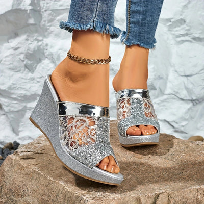 MARIEL | SEQUINED WEDGE HEELS