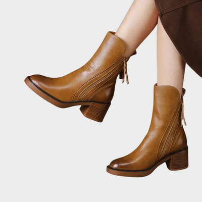 Gabriella | Comfortable Leather Ankle Heeled Boots