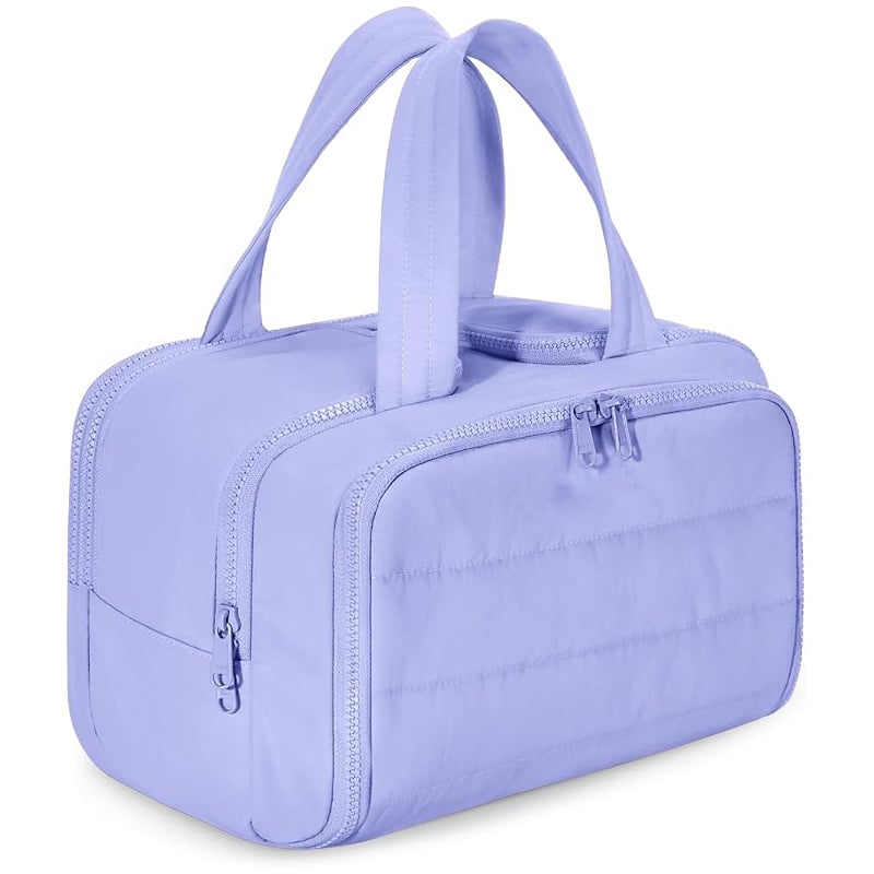 Extra wide travel cosmetic bag