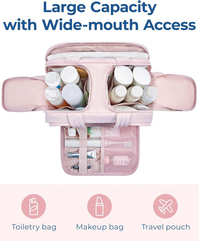 Extra wide travel cosmetic bag