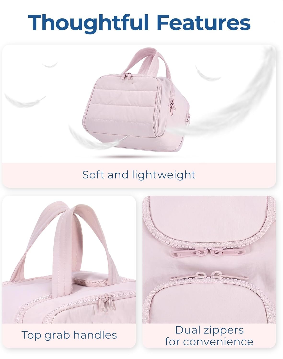 Extra wide travel cosmetic bag