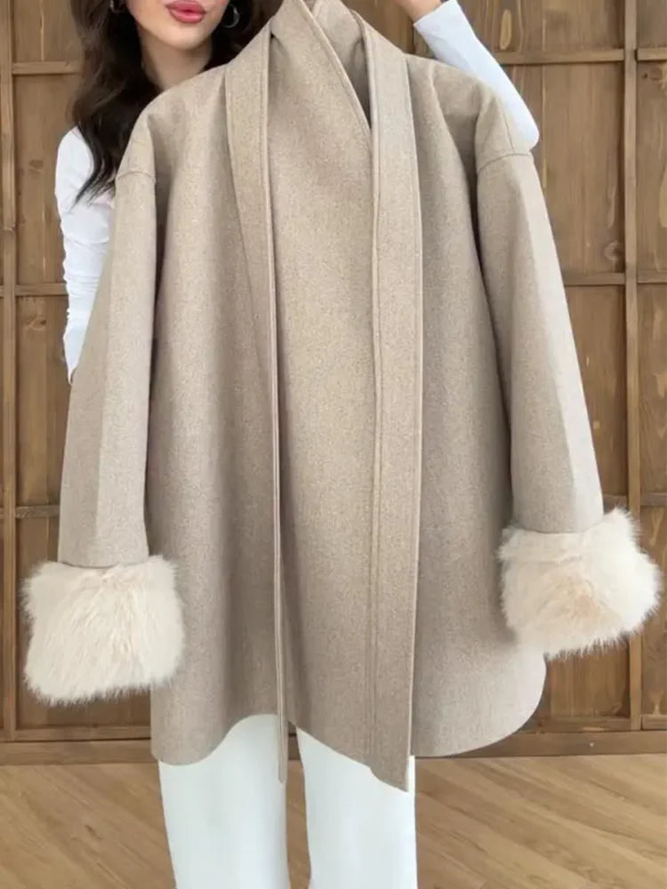 Elegant and Classic Wool Belted Coat for Women