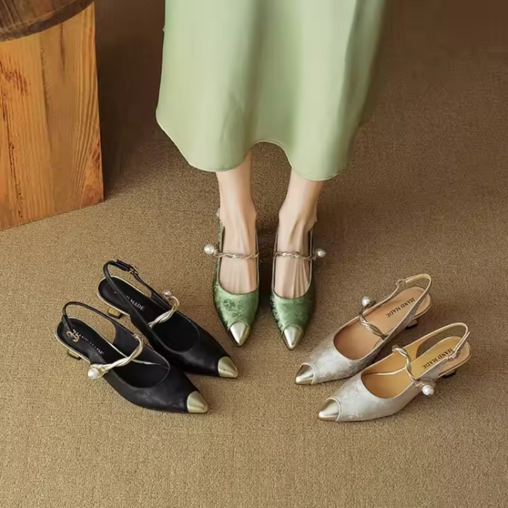 ASTRID | PEARL EMBELLISHED SLINGBACK HEELS