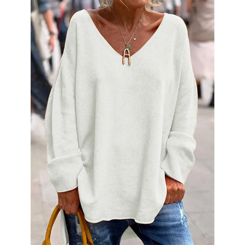 MONICA | ELEGANT LOOSE V NECK BLOUSE