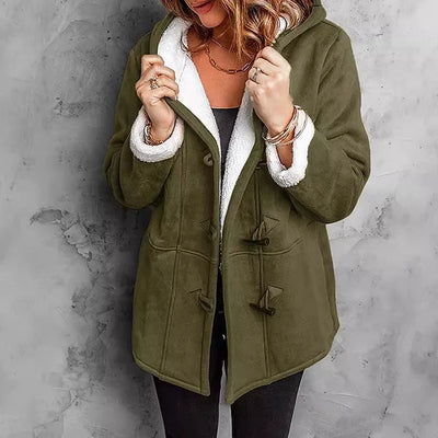 Women’s Suede Hooded Coat with Plush Lining