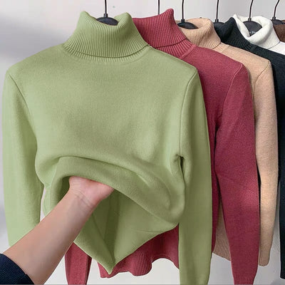 Cozy Women's Turtleneck Fleece Pullover Sweater