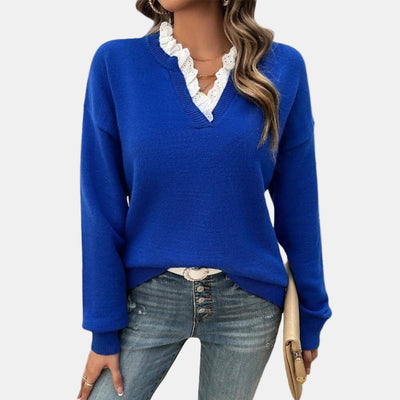 Rhea | Elegant Lace-Collared Sweater