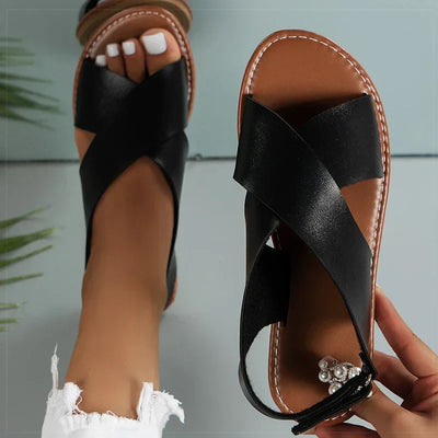 LINDY | CASUAL CROSS-STRAP FLAT SANDALS