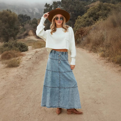 HAILEY | BOHEMINA LONG DENIM SKIRT
