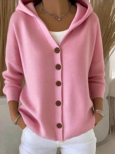 Women Cotton Plain Long Sleeve Comfy Casual Cardigan