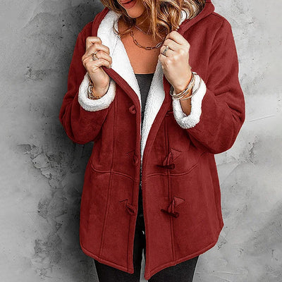 Women’s Suede Hooded Coat with Plush Lining