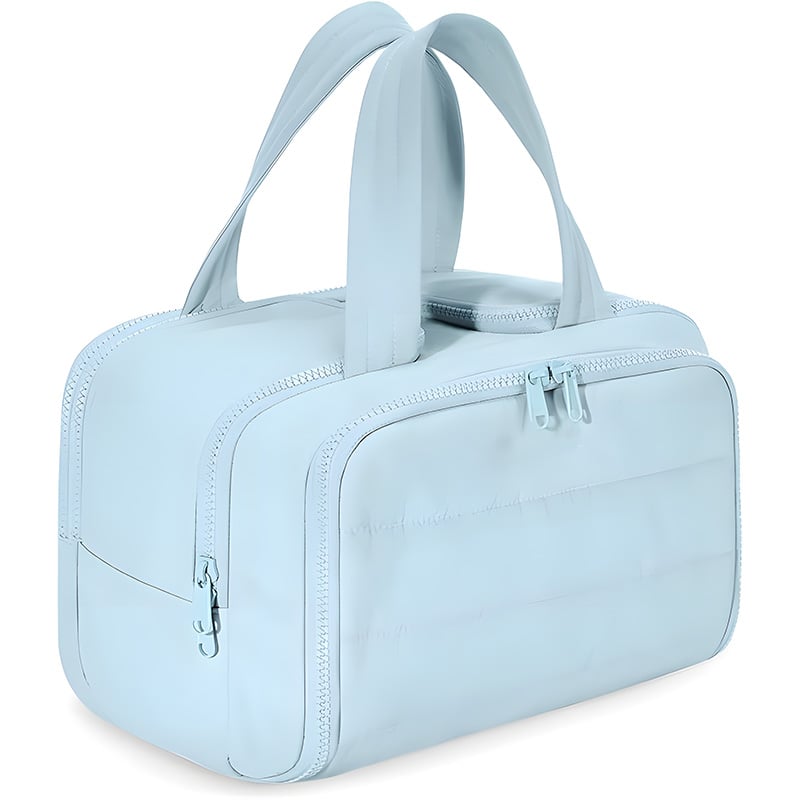 Extra wide travel cosmetic bag
