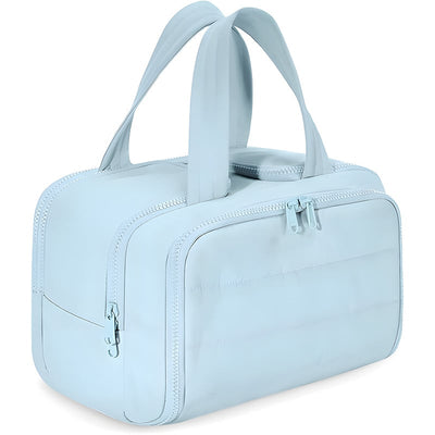 Extra wide travel cosmetic bag