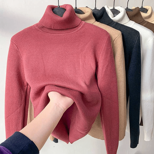 Cozy Women's Turtleneck Fleece Pullover Sweater