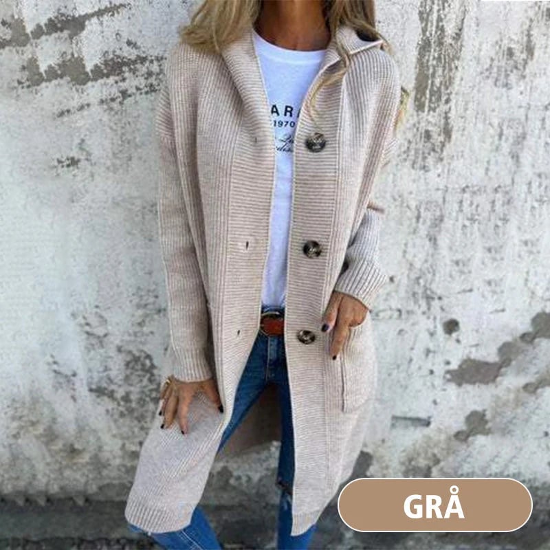 Button-down cardigan with hood for women
