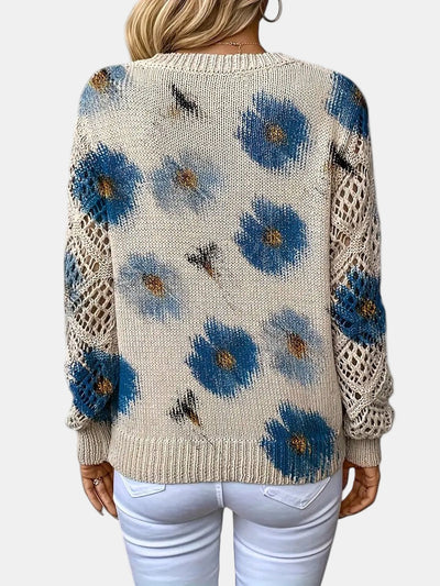 Amelie | Elegant Floral V-Neck Sweater