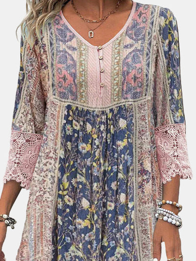 Mackenzie | Vintage Printed Lace Dress