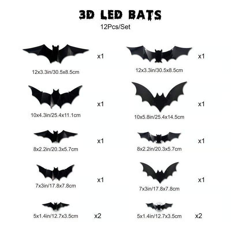 HauntGlow – Glowing 3D Bats for Enchanted Walls (12 Pcs Set)