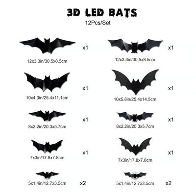 HauntGlow – Glowing 3D Bats for Enchanted Walls (12 Pcs Set)
